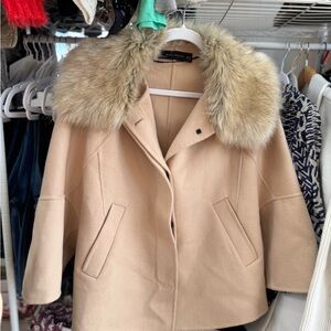 Zara Women’s Faux Fur Trimmed Coat XS